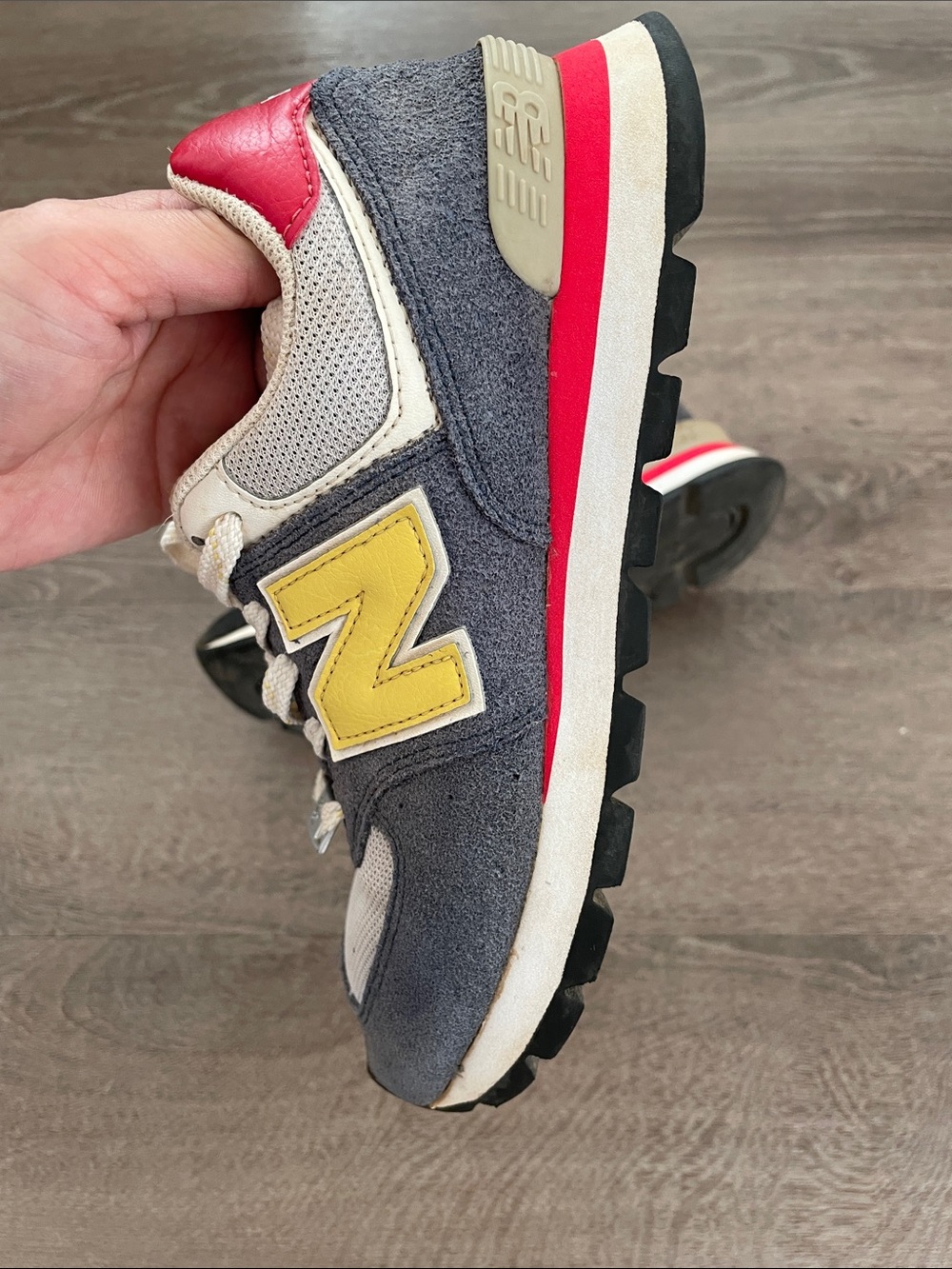 New Balance Kids Grey, Yellow & Red Sneakers